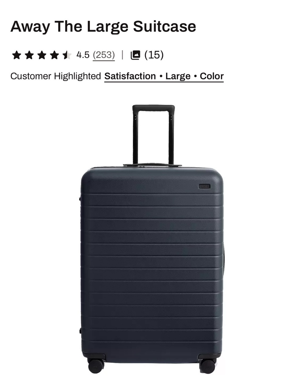 Away The Large Suitcase Navy Blue $425